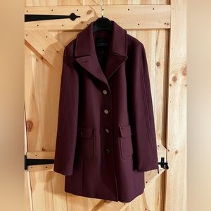 Talbots size 8 women’s lightweight lined car coat in rich aubergine color.